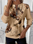 Women's Abstract Print Casual Zipper Long Sleeve Sweatshirt