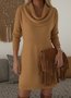 Others Simple Loose Sweater Dress With No
