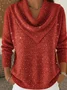 Vintage Soft Triangle Neck Sequined Shiny Sweater Top