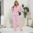 Shirt Collar Casual Plain Coral Velvet Pajama Set