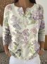 Crew Neck Loose Casual Floral Sweater