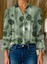Loose Shawl Collar Floral Casual Shirt