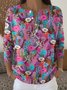Casual Crew Neck Floral Sweater