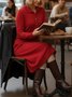 Shawl Collar Casual Plain Loose Sweater Dress With No