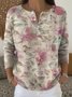 Crew Neck Loose Casual Floral Sweater