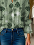 Loose Shawl Collar Floral Casual Shirt