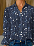 Loose Floral Shawl Collar Casual Shirt