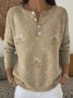 Casual Crew Neck Floral Sweater