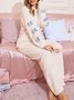 Casual Plain Hoodie Regular Fit Pajama Set