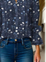 Loose Floral Shawl Collar Casual Shirt