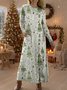 Loose Casual Crew Neck Christmas Dress With No