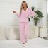 Shirt Collar Casual Plain Coral Velvet Pajama Set