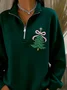 Zipper Casual Christmas Tree Sweatshirt