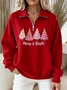 Zipper Regular Fit Casual Christmas Tree Sweatshirt