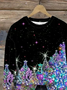 Casual Printing Crew Neck Christmas Sweatshirt