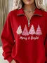 Zipper Regular Fit Casual Christmas Tree Sweatshirt