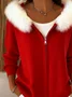 Women's Christmas Classic Fur Collar Zip Hoodie