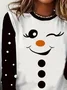Women's Long Sleeve T-shirt Spring/Fall White Christmas Snowman Printing Jersey Crew Neck Daily Going Out Casual Top