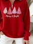 Zipper Regular Fit Casual Christmas Tree Sweatshirt