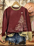 Casual Christmas Tree Printing Loose Sweatshirt