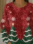 Christmas Tree Crew Neck Loose Casual Sweatshirt