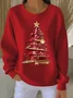 Printing Loose Casual Christmas Tree Sweatshirt