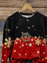 Snowflake Casual Crew Neck Printing Sweatshirt