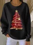 Printing Loose Casual Christmas Tree Sweatshirt