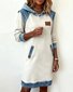 Multicolor Block Hoodie Casual Loose Sweashirt Dress With No