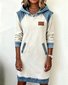 Multicolor Block Hoodie Casual Loose Sweashirt Dress With No