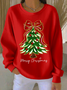 Loose Christmas Tree Casual Printing Sweatshirt
