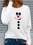 Women's Long Sleeve T-shirt Spring/Fall White Christmas Printing Jersey Crew Neck Daily Going Out Casual Top