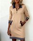 Multicolor Block Shawl Collar Casual Loose Dress With No