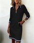 Multicolor Block Shawl Collar Casual Loose Dress With No