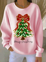 Loose Christmas Tree Casual Printing Sweatshirt