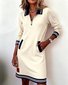Multicolor Block Shawl Collar Casual Loose Dress With No