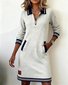 Multicolor Block Shawl Collar Casual Loose Dress With No