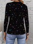 Women's Long Sleeve T-shirt Spring/Fall Black Christmas Printing Jersey Crew Neck Daily Going Out Casual Top