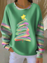 Casual Christmas Tree Printing Sweatshirt