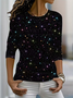 Women's Long Sleeve T-shirt Spring/Fall Black Christmas Printing Jersey Crew Neck Daily Going Out Casual Top