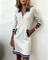 Multicolor Block Shawl Collar Casual Loose Dress With No