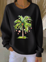 Casual Crew Neck Christmas Tree Printing Sweatshirt