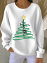 Casual Christmas Tree Printing Crew Neck Sweatshirt