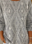 Geometric Casual Loose Crew Neck Knit Top