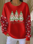 Printing Christmas Snowflake Crew Neck Casual Sweatshirt