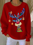 Casual Christmas Crew Neck Printing Sweatshirt