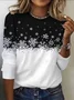 Women's Long Sleeve T-shirt Spring/Fall Black-white Christmas Printing Jersey Crew Neck Daily Going Out Casual Top