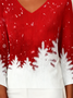 V Neck Simple Christmas Knit Top