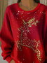 Casual Christmas Elk Printing Crew Neck Sweatshirt