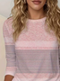 Women's Long Sleeve T-shirt Spring/Fall Pink Striped Printing Jersey Crew Neck Daily Going Out Casual Top